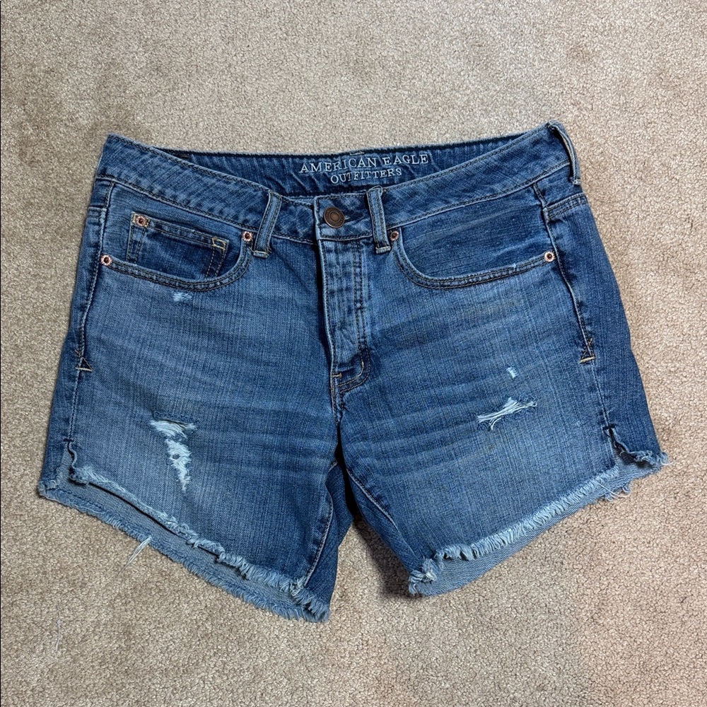 American Eagle Outfitters Distressed Denim Shorts - Blue Wash
